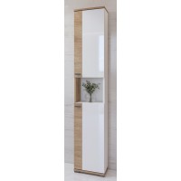 Colonne de salle de bain collection BALEA – 2 portes et 1 niche, coloris blanc et chêne