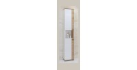 Colonne de salle de bain collection BALEA – 2 portes et 1 niche, coloris blanc et chêne