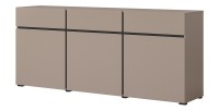 Buffet coloris beige et noir 180cm collection HAVANA. Bahut  design avec 3 portes et 3 tiroirs.