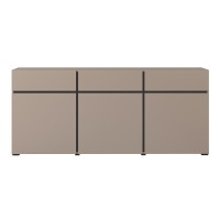 Buffet coloris beige et noir 180cm collection HAVANA. Bahut  design avec 3 portes et 3 tiroirs.