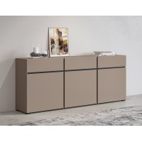 Buffet coloris beige et noir 180cm collection HAVANA. Bahut  design avec 3 portes et 3 tiroirs.