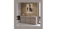 Buffet coloris beige et noir 180cm collection HAVANA. Bahut  design avec 3 portes et 3 tiroirs.