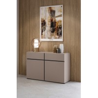 Buffet 120cm coloris beige et noir collection HAVANA. Bahut  design avec 2 portes et 2 tiroirs.