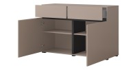 Buffet 120cm coloris beige et noir collection HAVANA. Bahut  design avec 2 portes et 2 tiroirs.