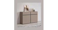 Buffet 120cm coloris beige et noir collection HAVANA. Bahut  design avec 2 portes et 2 tiroirs.