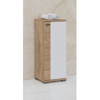 Meuble bas 1 porte BALEA coloris chêne et blanc