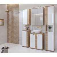 Ensemble de 5 meubles de salle de bain BALEA coloris chêne et blanc