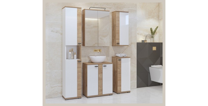 Ensemble de 5 meubles de salle de bain BALEA coloris chêne et blanc