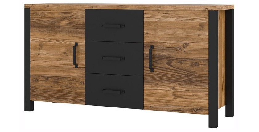 Buffet DARWIN – 150 cm en épicéa et noir mat