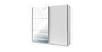 Armoire, garde robe 200 cm 2 portes coulissantes avec miroir - blanc - Collection ARSALA