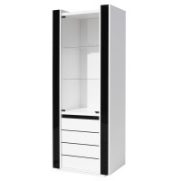 Vitrine petit modèle LINA blanche et noire avec LED – 72 x 185 x 45 cm