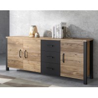 Buffet XL DARWIN – 190 cm en épicéa et noir mat