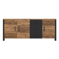 Buffet XL DARWIN – 190 cm en épicéa et noir mat