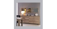 Buffet 4 portes FARRA chêne dab sonoma avec 3 miroirs carrés