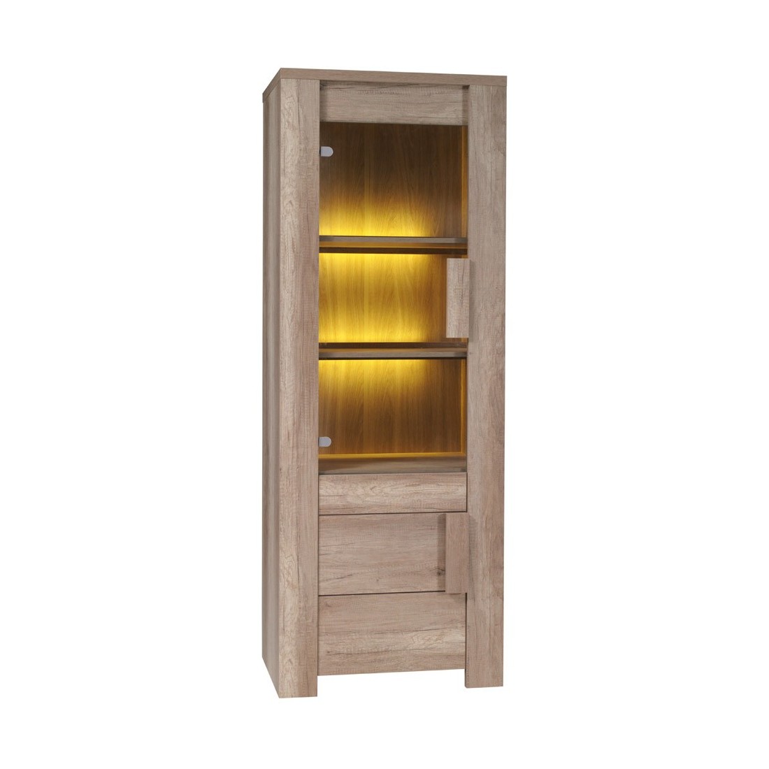 Vitrine FARRA avec LED coloris chêne clair