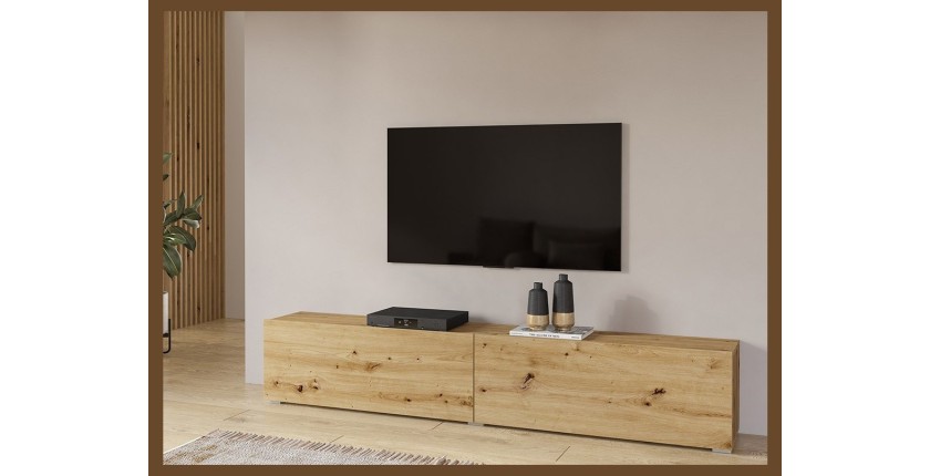 Meuble TV 180cm collection EVA. Couleur chêne et noir.