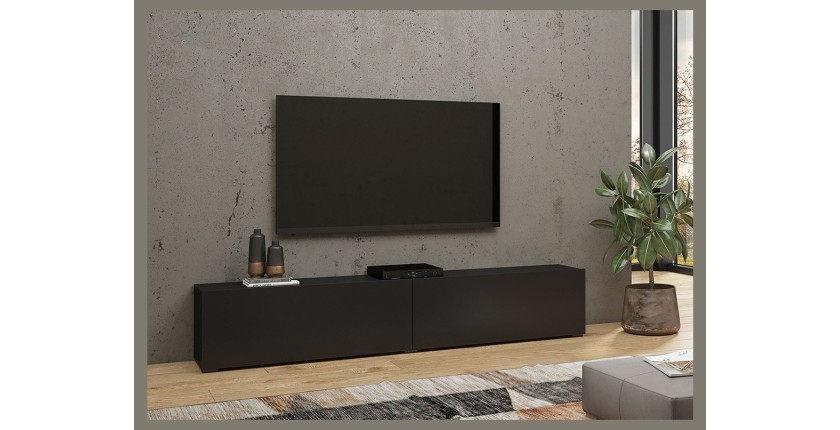 Meuble TV 180cm collection EVA. Couleur noir et chêne.