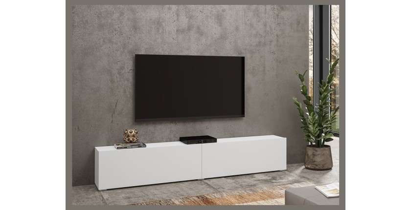 Meuble TV 180cm collection EVA. Couleur blanc et chêne.