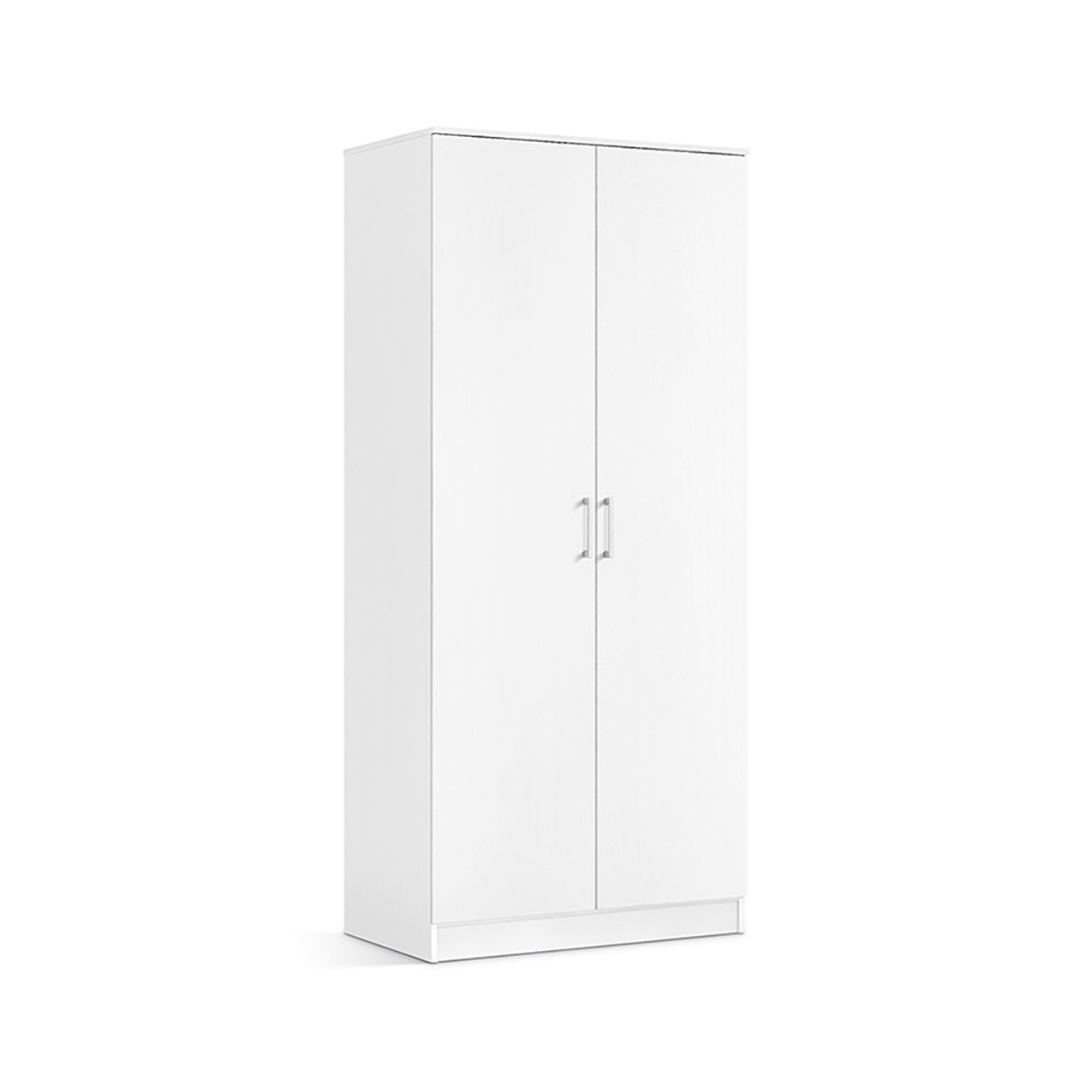 Armoire 2 portes coloris blanc collection REY. Garde Robe idéal pour votre entrée ou votre buanderie