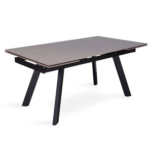 Table à manger collection LAROS en métal avec plateau gris en pierre extensible jusqu'à 240cm