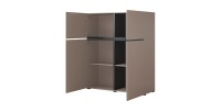 Buffet haut coloris beige et noir L120xH140xP40 collection HAVANA. Bahut  haut design avec 4 portes.