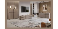 Buffet haut coloris beige et noir L120xH140xP40 collection HAVANA. Bahut  haut design avec 4 portes.