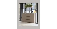 Buffet ALICE 2 portes 3 tiroirs, coloris marron congo avec éclairage LED