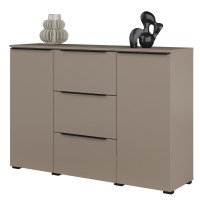 Buffet ALICE 2 portes 3 tiroirs, coloris marron congo avec éclairage LED