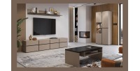 Vitrine haute 2 portes collection HAVANA. Coloris beige et noir.