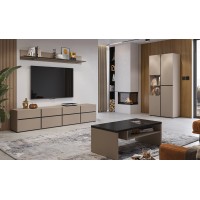 Vitrine haute 2 portes collection HAVANA. Coloris beige et noir.