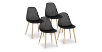 Lot de 4 chaises ajourées BEE coloris noir - H83 x L53 x P47 cm