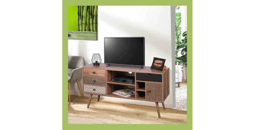 Meuble TV collection  ALTA coloris chêne avec 4 tiroirs – Design scandinave et rangements pratiques