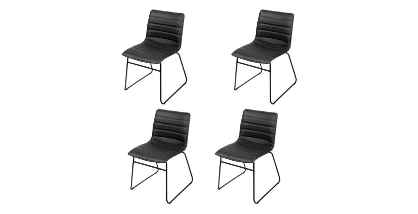 Lot de 4 chaises PU effet cuir ardoise collection NETS style industriel