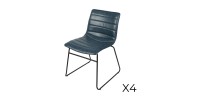 Lot de 4 chaises PU effet cuir bleu denim collection NETS