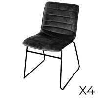 Lot de 4 chaises en velours côtelé noir collection NETS style industriel