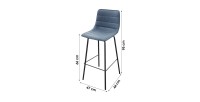 Lot de 2 tabourets de bar avec dossier effet cuir bleu denim collection NETS - Style industriel