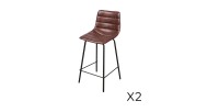 Lot de 2 tabourets de bar avec dossier effet cuir acajou collection NETS - Style industriel