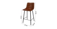 Lot de 2 tabourets de bar avec dossier effet cuir cannelle collection NETS - Style industriel