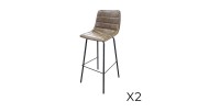 Lot de 2 tabourets de bar avec dossier effet cuir tilleul collection NETS - Style industriel