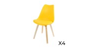 Lot de 4 chaises design avec coussin coloris jaune moutarde collection MIA