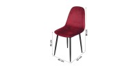 Lot de 4 chaises LOLY, assise et dossier en velours bordeaux, structure en métal noir