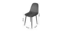 Lot de 4 chaises LOLY, assise et dossier en velours gris, structure en métal noir