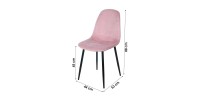 Lot de 4 chaises LOLY, assise et dossier en velours rose, structure en métal noir