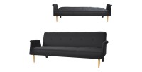 Canapé convertible en tissu noir – Collection LYLIA, dimensions 196x78x84 cm