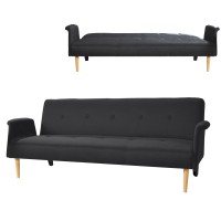 Canapé convertible en tissu noir – Collection LYLIA, dimensions 196x78x84 cm