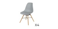 Lot de 4 chaises coloris gris style scandinave. Collection JENKINS.