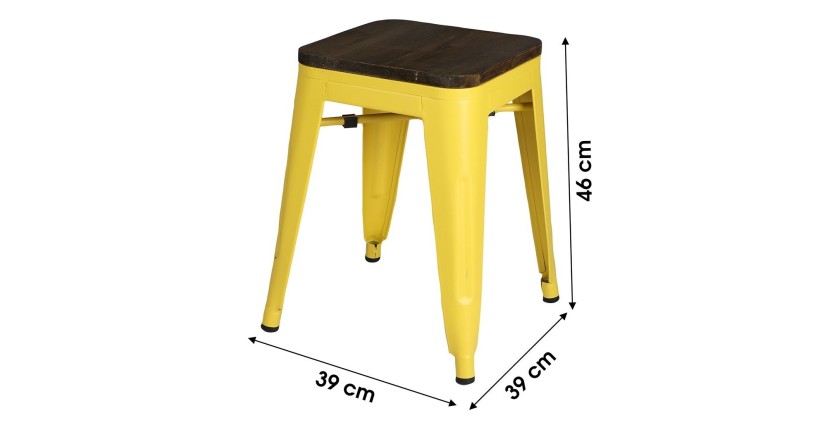 Lot de 4 tabourets style industriel en métal, coloris jaune – Collection FACTORY.