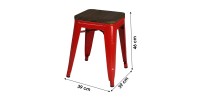 Lot de 4 tabourets style industriel en métal, coloris rouge – Collection FACTORY.