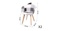 Fauteuil blanc et noir avec pieds en bois style scandinave moderne – 63x63xH46/81 cm – Collection ARTIBLACK