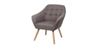 Fauteuil en tissu gris foncé avec pieds en bois – 74x70xH85 cm, hauteur d'assise 43 cm – Collection ARCTIKA